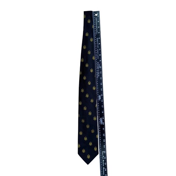 Resilio Mens Navy & Yellow Woven Polyester Patterned Tie - Picture 7 of 8